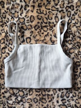 aerie Ribbed Square-Neck Crop Tank - Light Cream